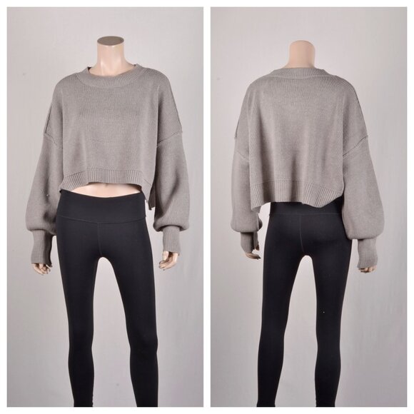 Free People Easy Street Crop Pullover Gray - Picture 6 of 6